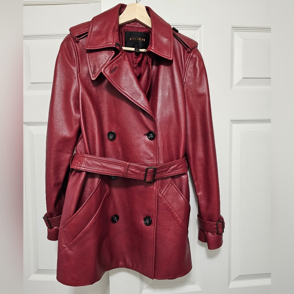 Burgundy Coach Leather Jacket